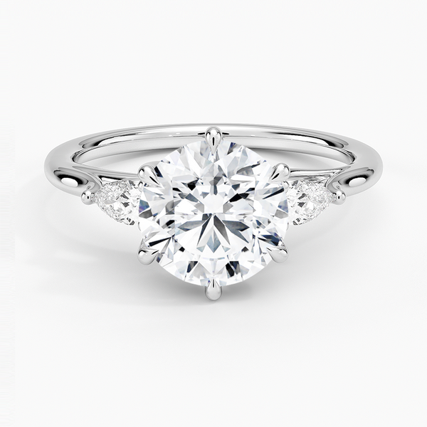 Delilah Three Stone Pear Diamond Engagement Ring  [Setting Only] - EC123