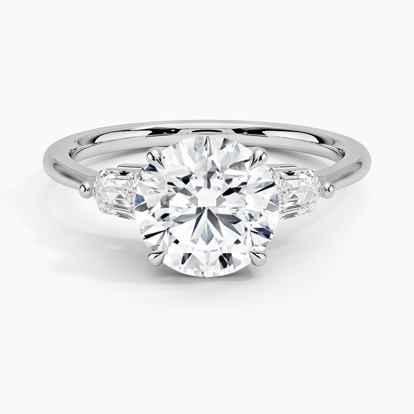 Bullet Shape Three Stone Diamond Engagement Ring [Setting Only] - EC128