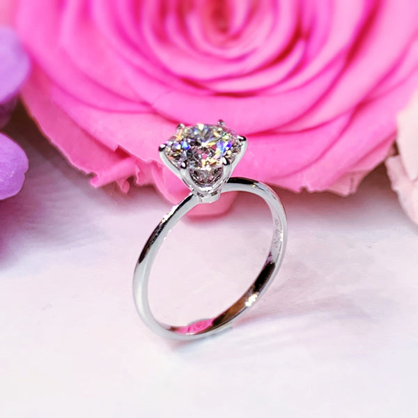 Six Prong Solitaire Engagement Ring [Setting Only] - KNT2S With 1.2 Carat Round Shape Lab Diamond