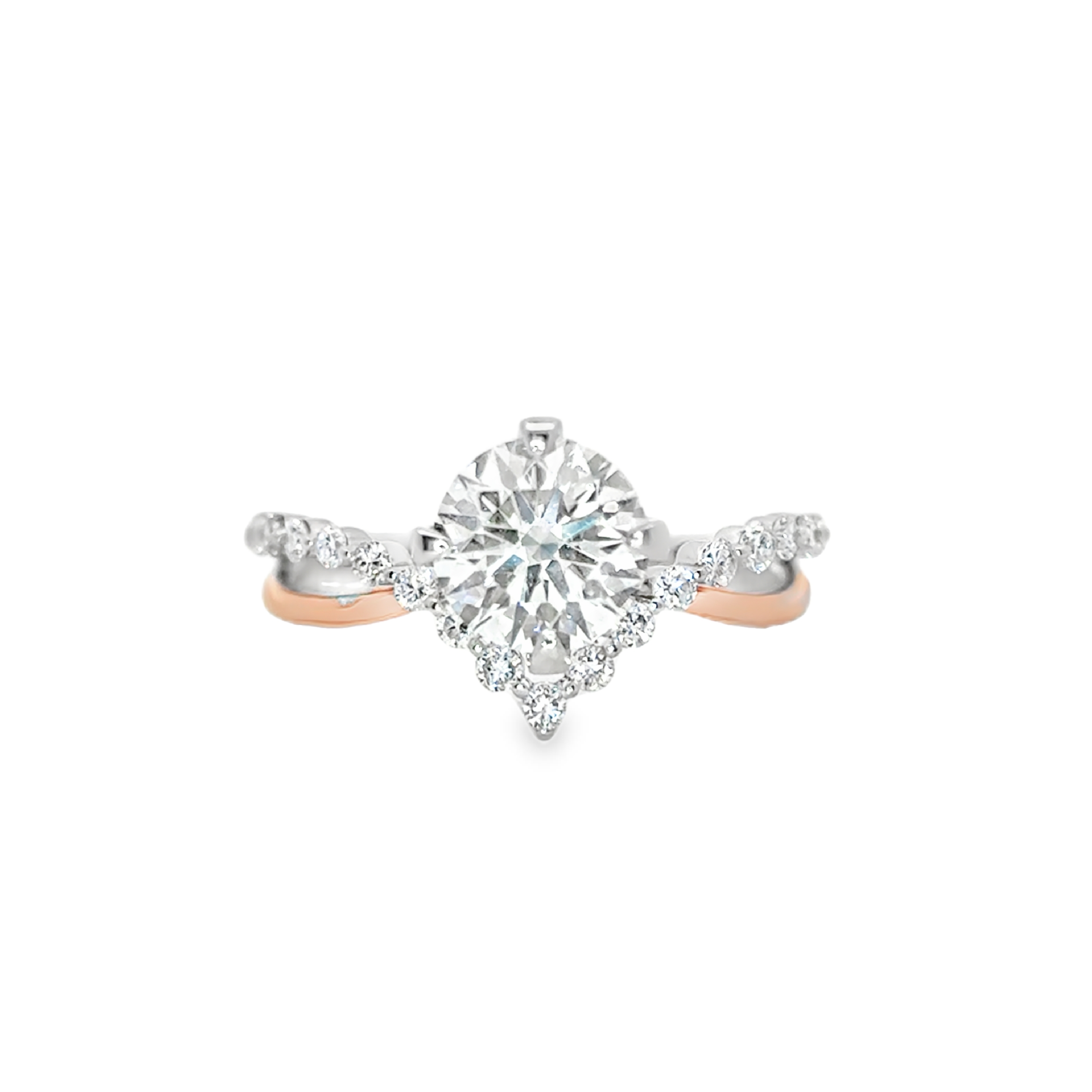 Two Tone V shape Side Stone Diamond Engagement Ring [Setting Only] - LGR042