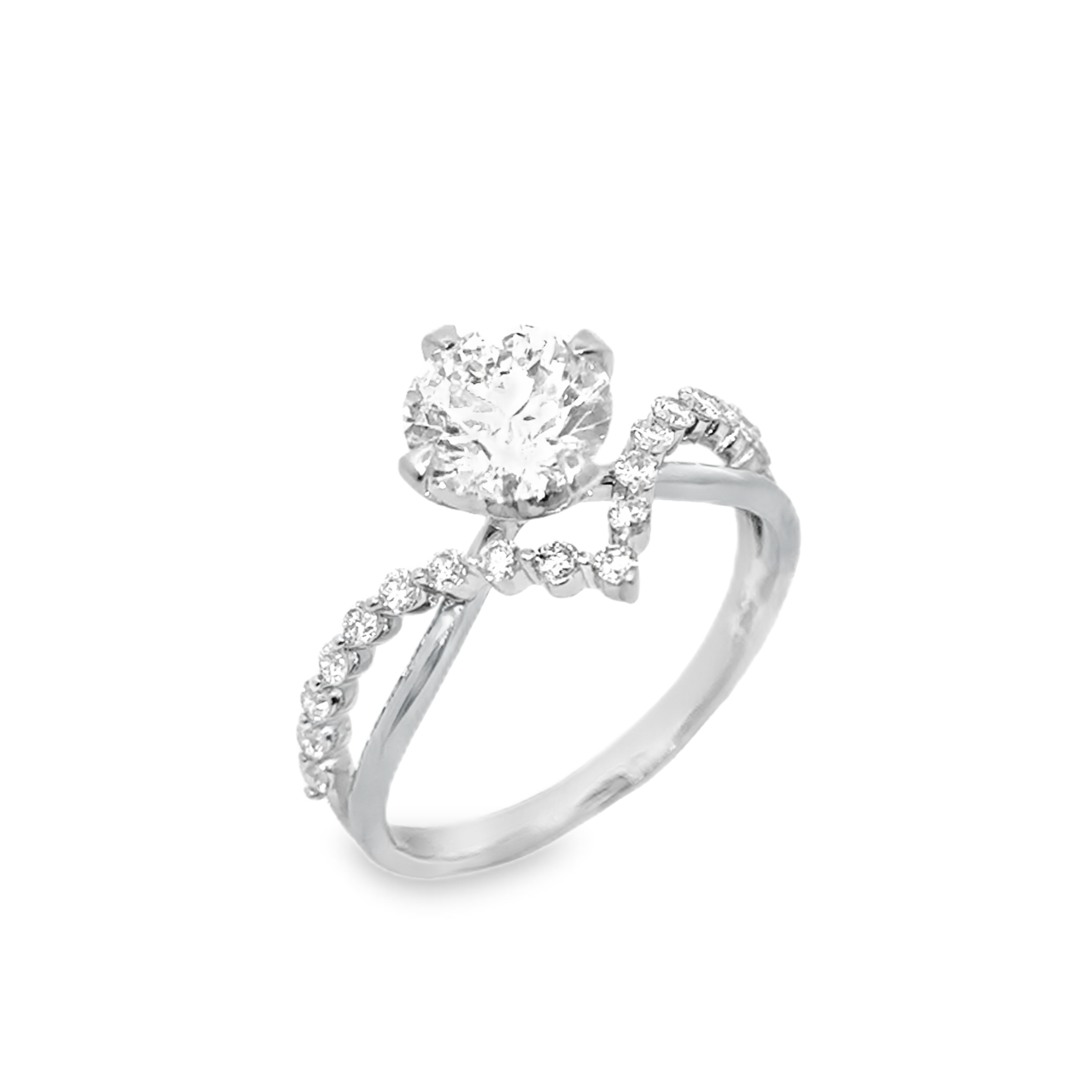 Two Tone V shape Side Stone Diamond Engagement Ring [Setting Only] - LGR042