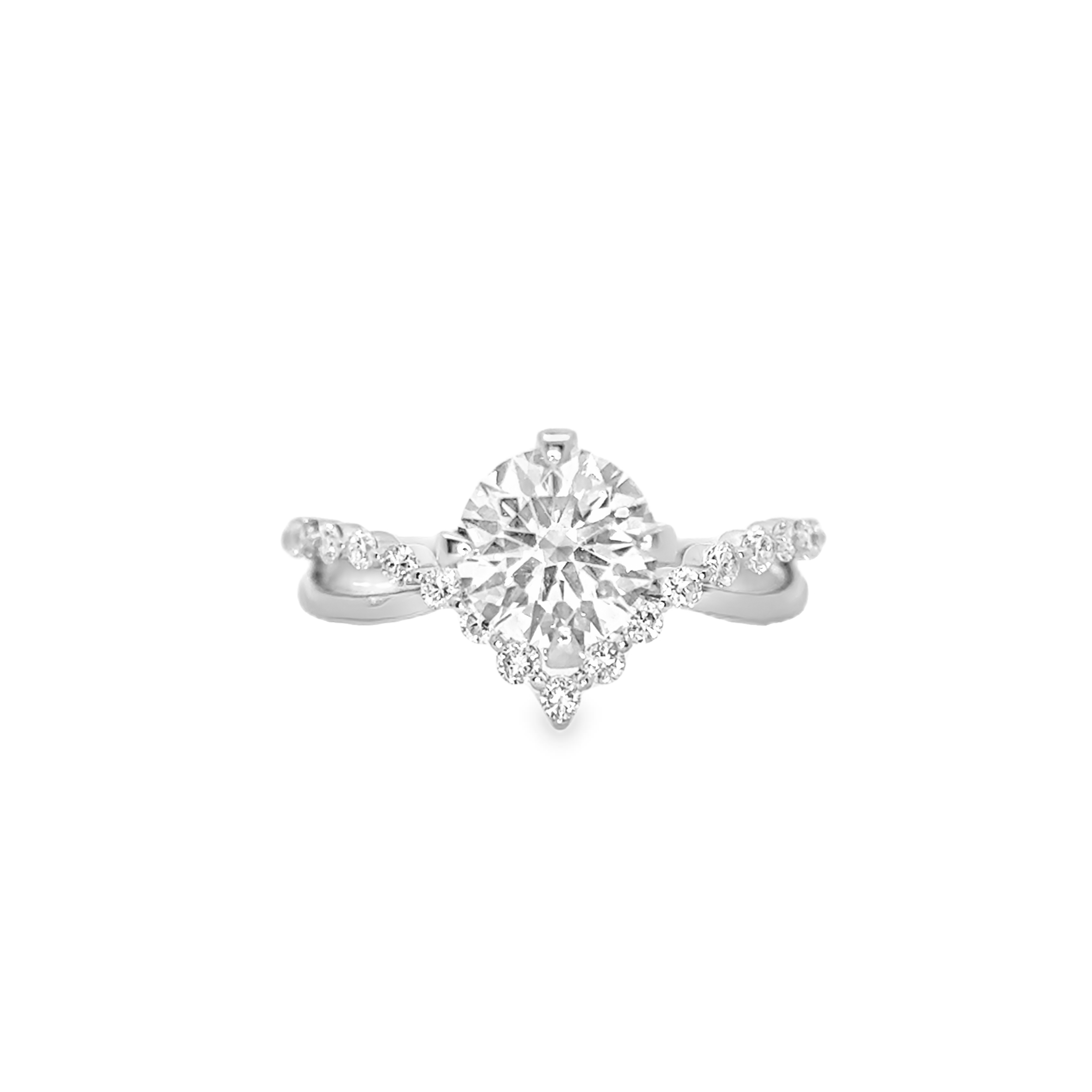 Two Tone V shape Side Stone Diamond Engagement Ring [Setting Only] - LGR042