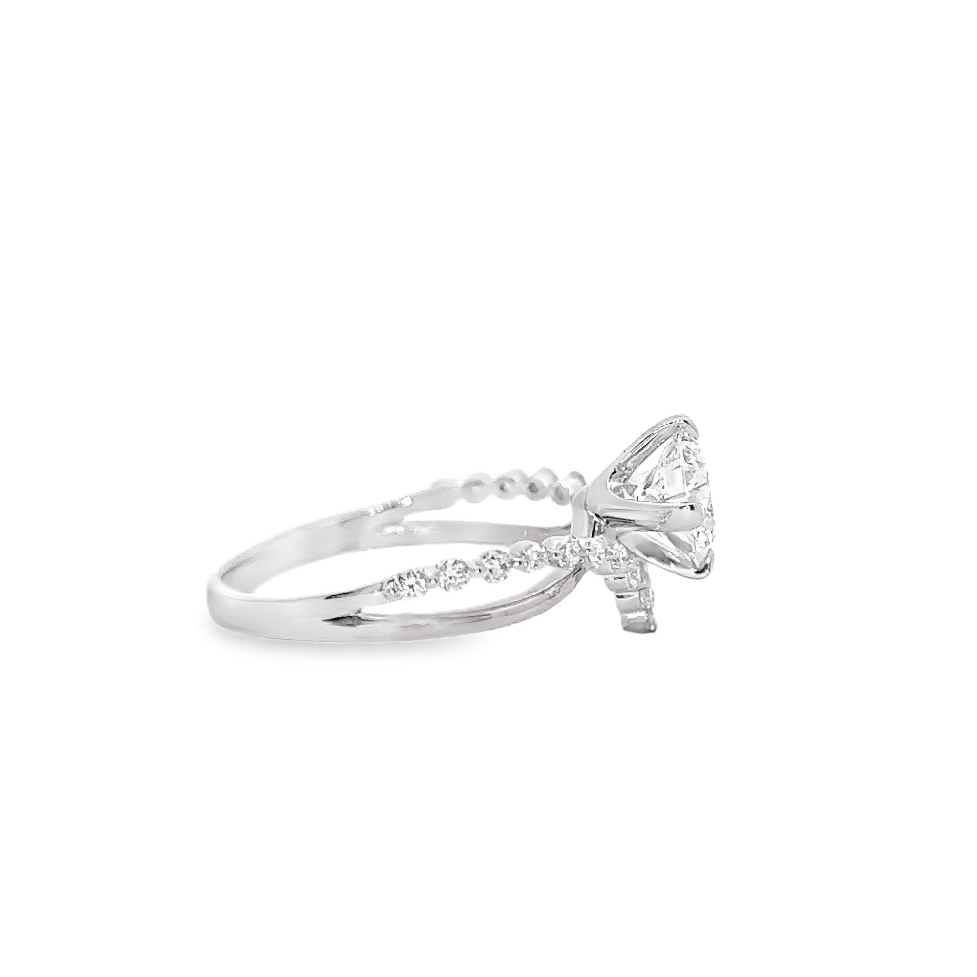 Two Tone V shape Side Stone Diamond Engagement Ring [Setting Only] - LGR042