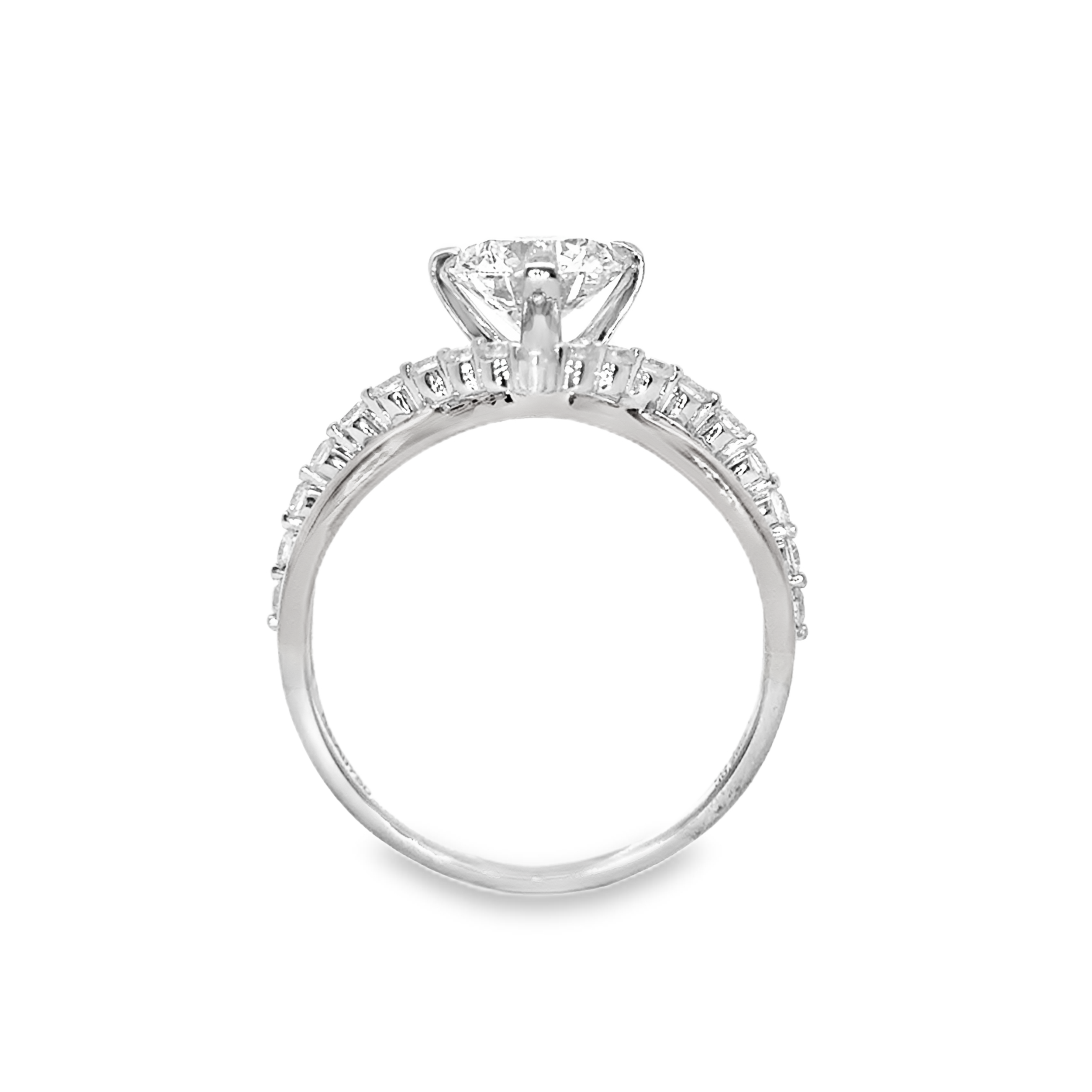 Two Tone V shape Side Stone Diamond Engagement Ring [Setting Only] - LGR042