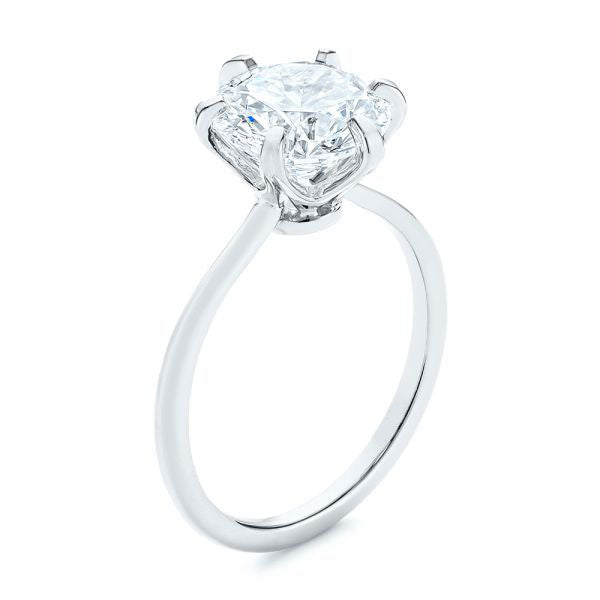 Six Prong Round Brilliant Engagement Ring [Setting Only] - EC025 With 0.31 Carat Round Shape Natural Diamond