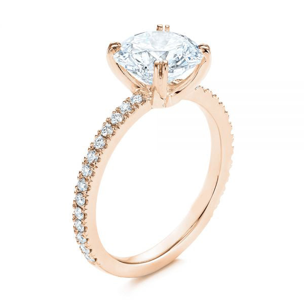 Classic Double Claw Prong Side Stone Diamond Engagement Ring [Setting Only] - EC048 - Roselle Jewelry