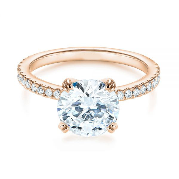 Classic Double Claw Prong Side Stone Diamond Engagement Ring [Setting Only] - EC048 - Roselle Jewelry