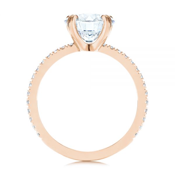 Classic Double Claw Prong Side Stone Diamond Engagement Ring [Setting Only] - EC048 - Roselle Jewelry