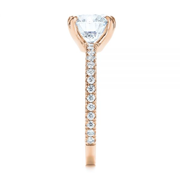 Classic Double Claw Prong Side Stone Diamond Engagement Ring [Setting Only] - EC048 - Roselle Jewelry