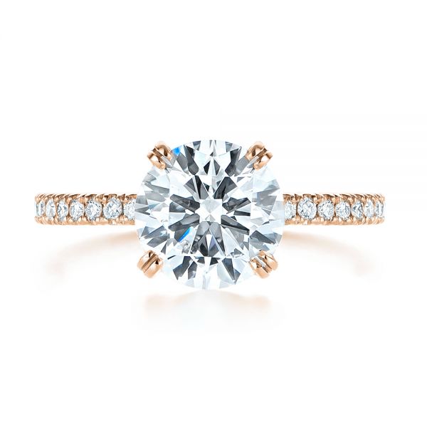 Classic Double Claw Prong Side Stone Diamond Engagement Ring [Setting Only] - EC048 - Roselle Jewelry