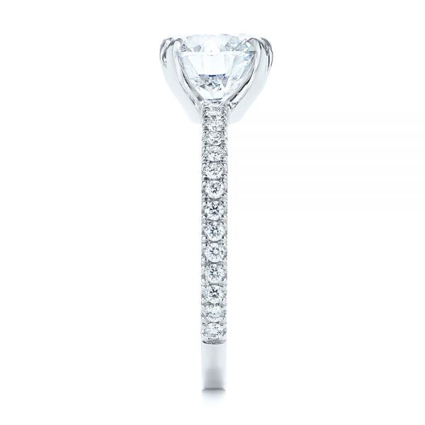 Classic Double Claw Prong Side Stone Diamond Engagement Ring [Setting Only] - EC048 - Roselle Jewelry
