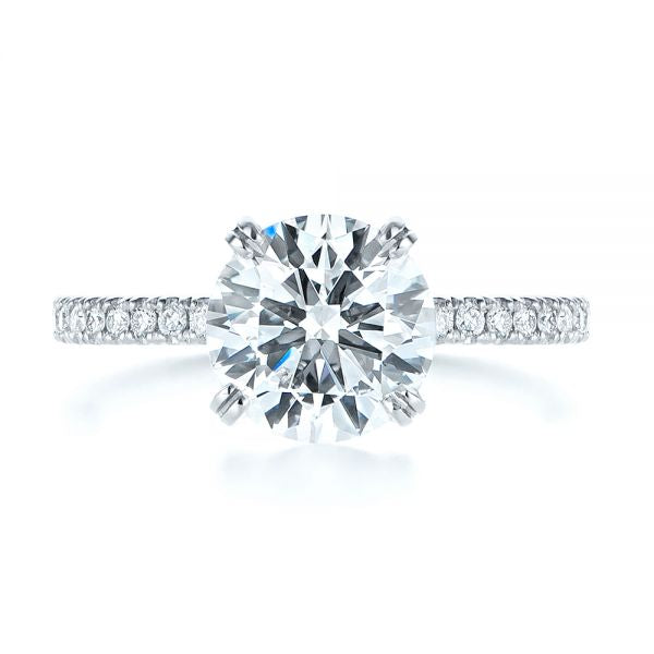 Classic Double Claw Prong Side Stone Diamond Engagement Ring [Setting Only] - EC048 - Roselle Jewelry