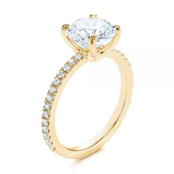 Classic Double Claw Prong Side Stone Diamond Engagement Ring [Setting Only] - EC048 - Roselle Jewelry