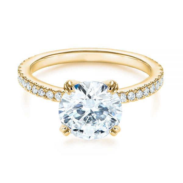 Classic Double Claw Prong Side Stone Diamond Engagement Ring [Setting Only] - EC048 - Roselle Jewelry