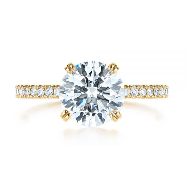 Classic Double Claw Prong Side Stone Diamond Engagement Ring [Setting Only] - EC048 - Roselle Jewelry
