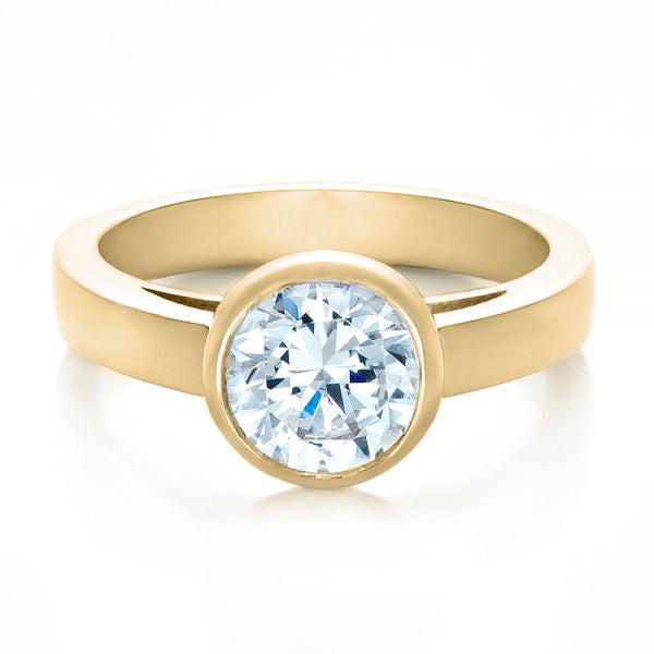 Custom Bezel Set Solitaire Diamond Engagement Ring [Setting Only] - EC075 - Roselle Jewelry