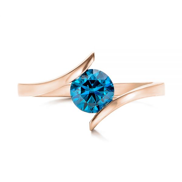 Custom Blue Diamond Solitaire Engagement Ring [Setting Only] - EC092 - Roselle Jewelry