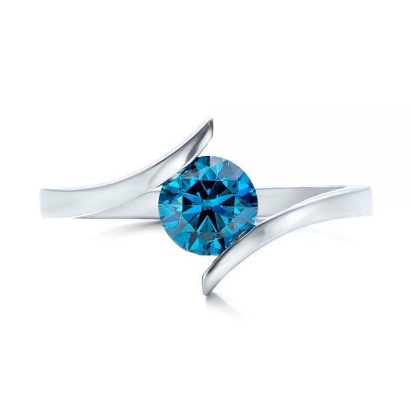 Custom Blue Diamond Solitaire Engagement Ring [Setting Only] - EC092 - Roselle Jewelry