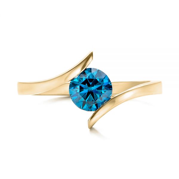 Custom Blue Diamond Solitaire Engagement Ring [Setting Only] - EC092 - Roselle Jewelry