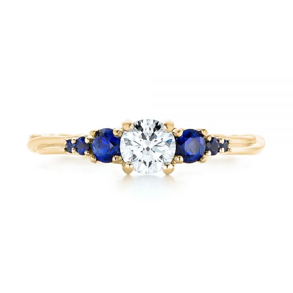 Custom Blue Sapphire And Side Stone Diamond Engagement Ring [Setting Only] - EC084 - Roselle Jewelry