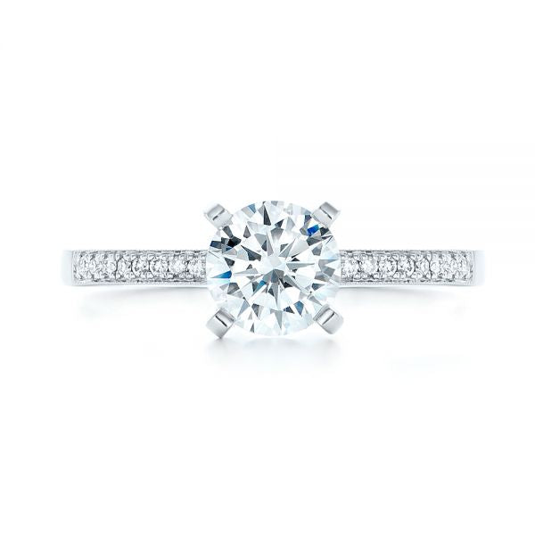 Side Stone Diamond Engagement Ring [Setting Only] - EC090 - Roselle Jewelry