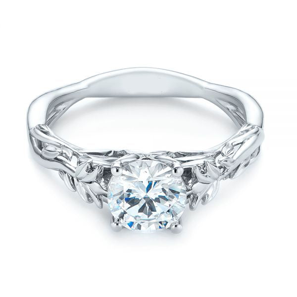 Four Prong Vintage Floral Solitaire Diamond Engagement Ring [Setting Only] - EC037 - Roselle Jewelry