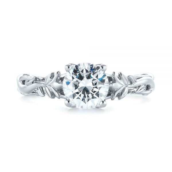 Four Prong Vintage Floral Solitaire Diamond Engagement Ring [Setting Only] - EC037 - Roselle Jewelry