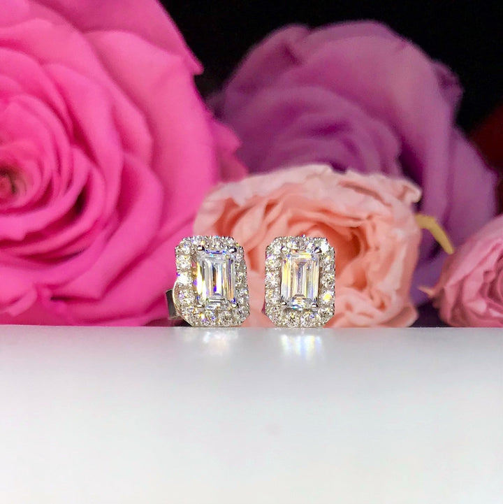 Detachable Emerald Cut Stud Earrings - EE1 - Roselle Jewelry