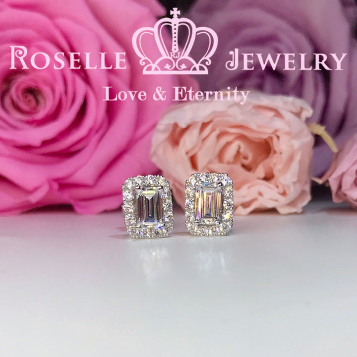 Detachable Emerald Cut Stud Earrings - EE1 - Roselle Jewelry