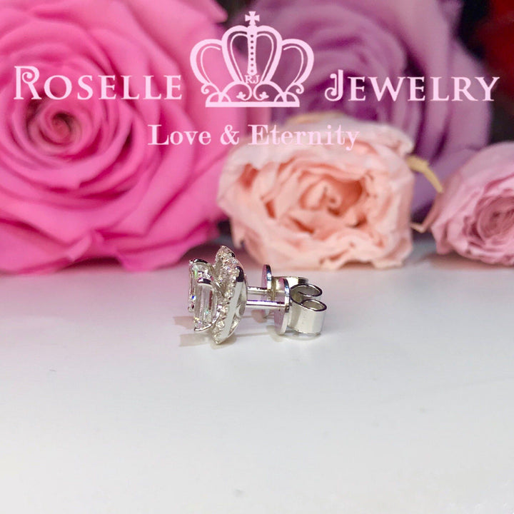 Detachable Emerald Cut Stud Earrings - EE1 - Roselle Jewelry