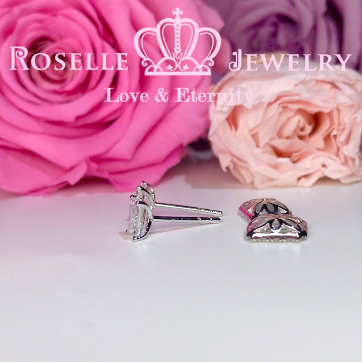 Detachable Emerald Cut Stud Earrings - EE1 - Roselle Jewelry