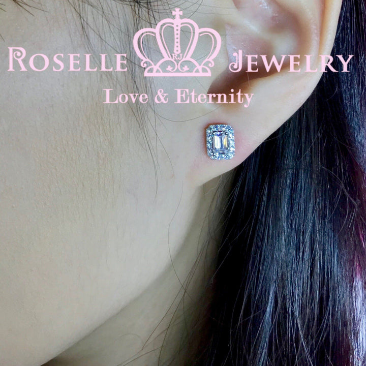 Detachable Emerald Cut Stud Earrings - EE1 - Roselle Jewelry