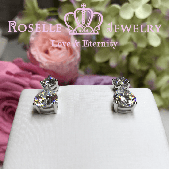 Pear Cut Drop Stud Earrings - DE3 - Roselle Jewelry