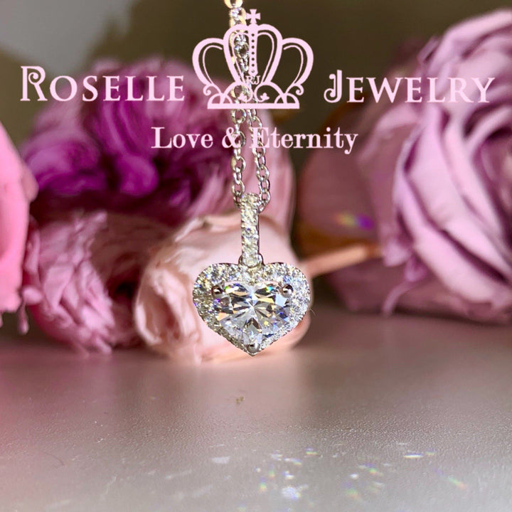 Halo Happy Heart Shape Drop Pendants - HC4 - Roselle Jewelry
