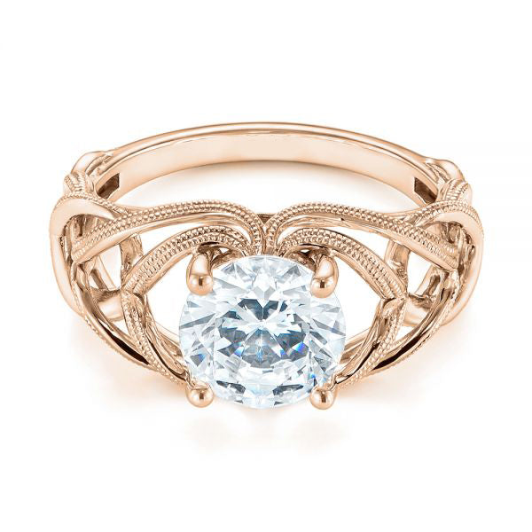 Intertwined Solitaire Diamond Engagement Ring [Setting Only] - EC060 - Roselle Jewelry