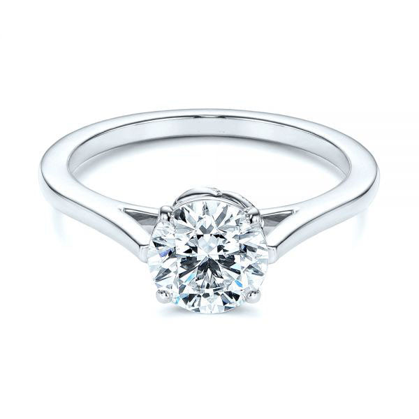 Four Prong Leaf Solitaire Diamond Engagement Ring [Setting Only] - EC026 - Roselle Jewelry