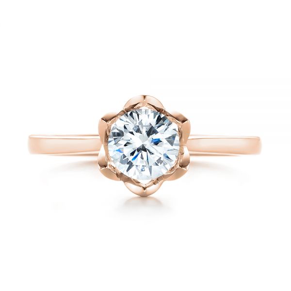 Peekaboo Diamond Solitaire Engagement Ring [Setting Only] - EC067 - Roselle Jewelry