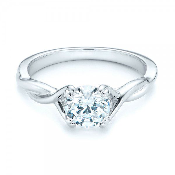 Petite Twist Solitaire Engagement Ring [Setting Only] - EC078 - Roselle Jewelry