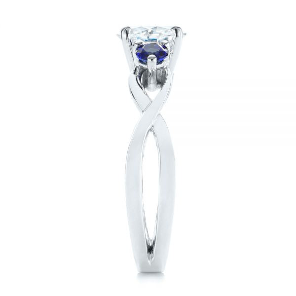 Three Stone Blue Sapphire Engagement Ring [Setting Only] - EC057 - Roselle Jewelry