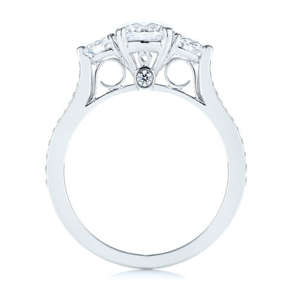 Three Stone Filigree Peekaboo Diamond Side Stone Engagement Ring [Setting Only] - EC054 - Roselle Jewelry