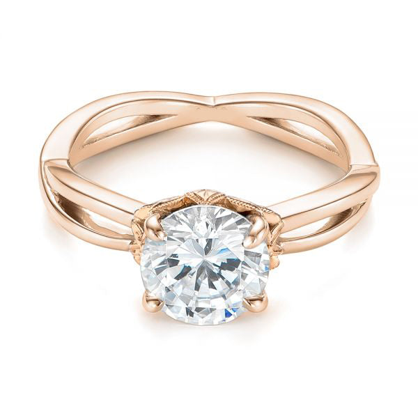 Two Tone Solitaire Diamond Engagement Ring [Setting Only] - EC066 - Roselle Jewelry