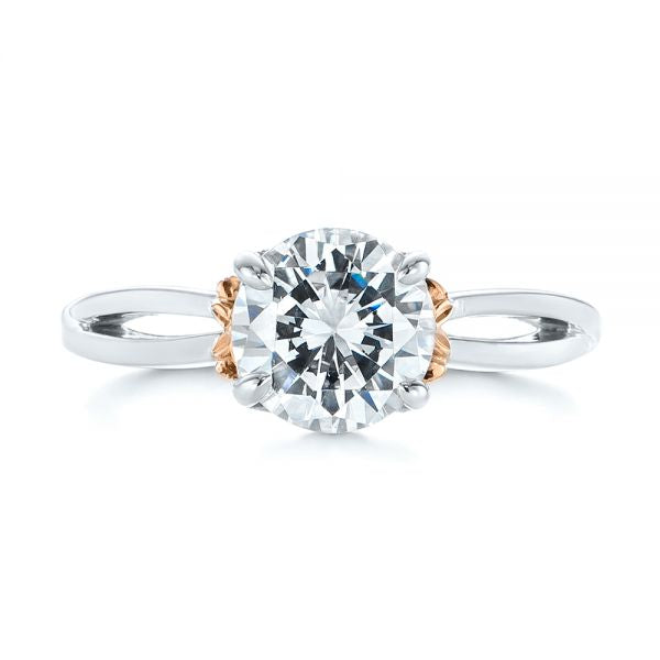 Two Tone Solitaire Diamond Engagement Ring [Setting Only] - EC066 - Roselle Jewelry
