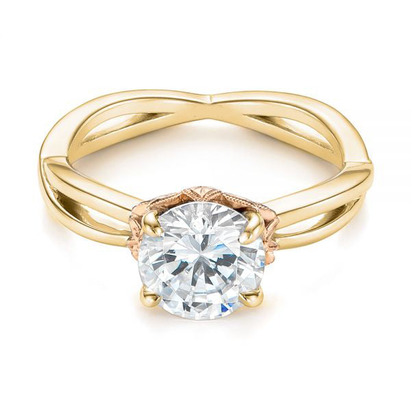 Two Tone Solitaire Diamond Engagement Ring [Setting Only] - EC066 - Roselle Jewelry