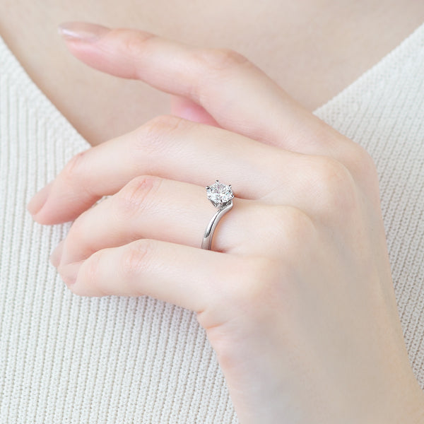 Six Prong V Shape Round Brilliant Engagement Ring [Setting Only] - EC013 - Roselle Jewelry