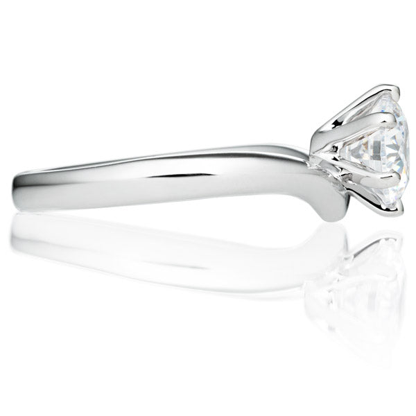 Six Prong V Shape Round Brilliant Engagement Ring [Setting Only] - EC013 - Roselle Jewelry