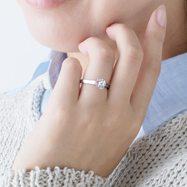 Four Prong Shape Brilliant Engagement Ring [Setting Only] - EC014 - Roselle Jewelry