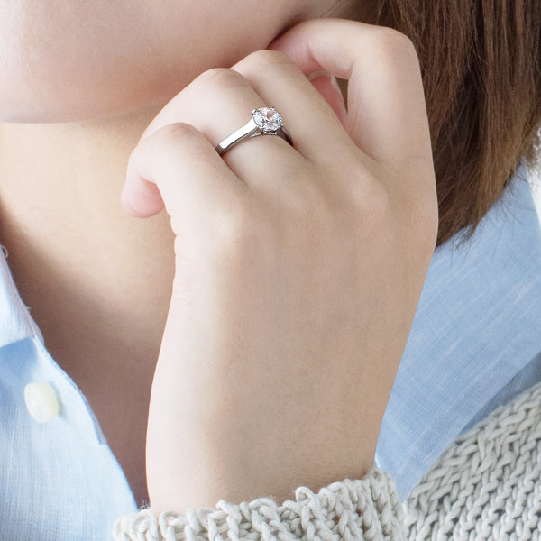 Four Prong Shape Brilliant Engagement Ring [Setting Only] - EC014 - Roselle Jewelry