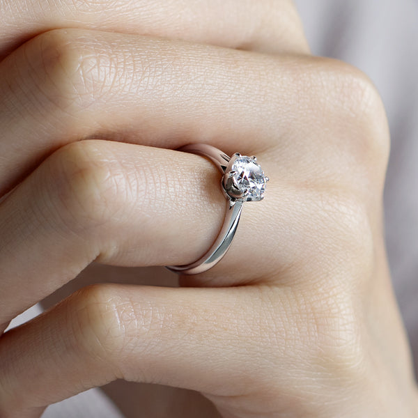 Six Prong Round Brilliant Engagement Ring [Setting Only] - EC010 - Roselle Jewelry