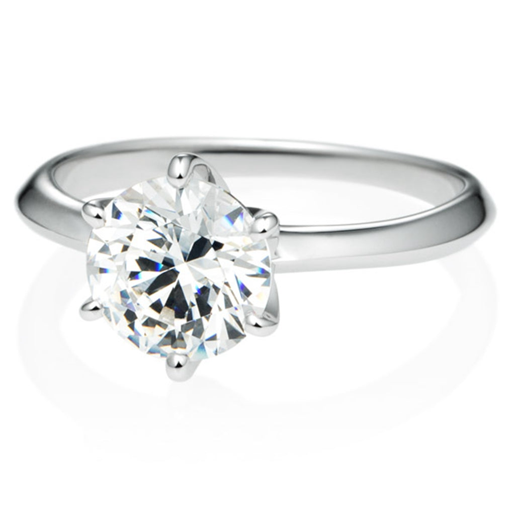 Six Prong Solitaire Round Brilliant Engagement Ring [Setting Only] - EC007 - Roselle Jewelry