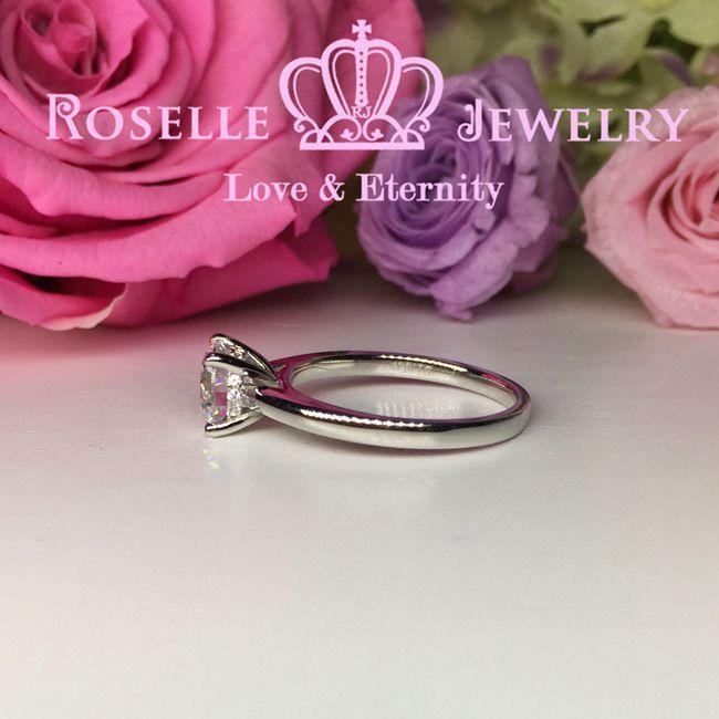 Four Prong Little Side Stone Engagement Ring - E29 - Roselle Jewelry